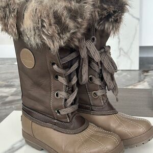 London Fog Brown and Tan Winter Boots